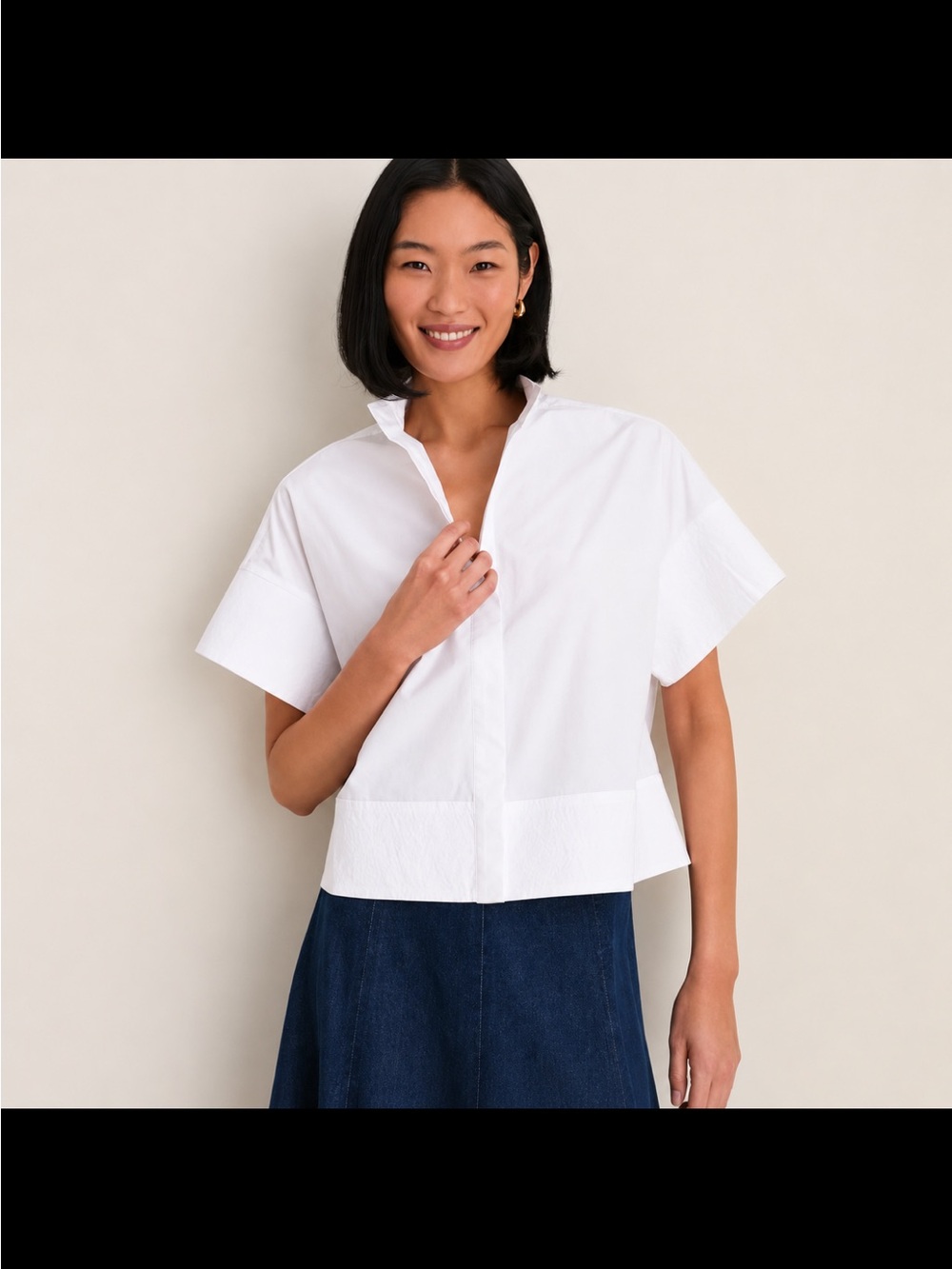 NWT Tuckernuck White Trapunto Stitch Sofia Shirt XS Cotton Boxy Cropped
